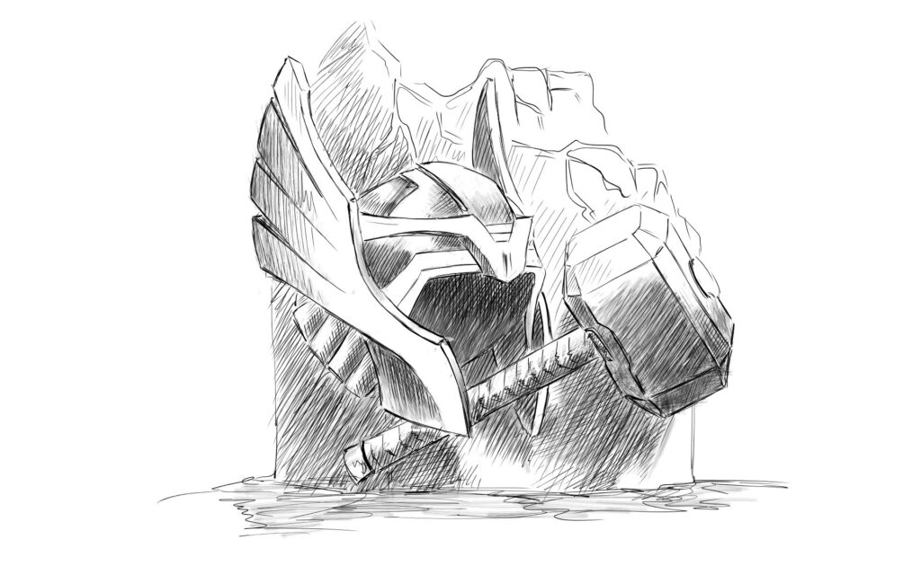 Art on Snow 2026 in Gastrein: Skizze Thors Hammer