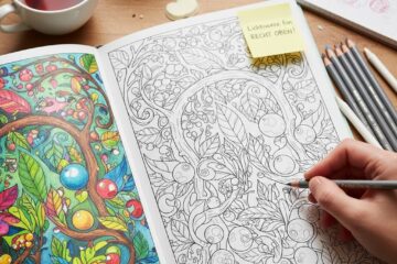 Ausmalbuch, rechts ausgemalt, links noch frei