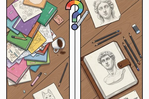 Skizzenbücher als Zeichnung dargestellt