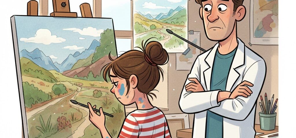 mädchen malt Landschaft