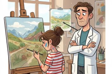 mädchen malt Landschaft