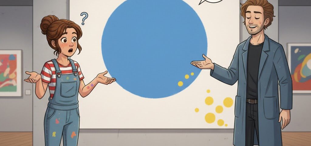 Künstler betrachten ein abstraktes Bild