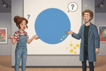 Künstler betrachten ein abstraktes Bild